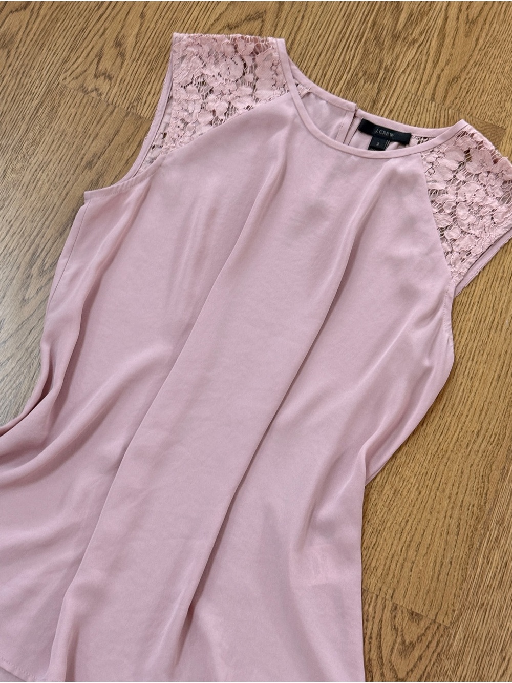 J. Crew Dusty Rose Lace-Trim Sleeveless Top